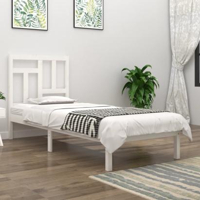 Cadru de pat single, alb, 90x190 cm, lemn masiv de pin GartenMobel Dekor