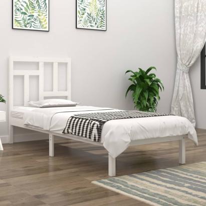 Cadru de pat, alb, 90x200 cm, lemn masiv de pin GartenMobel Dekor