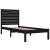 Cadru de pat mic single, negru, 75x190 cm, lemn masiv GartenMobel Dekor