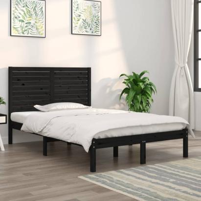 Cadru de pat dublu, negru, 135x190 cm, lemn masiv GartenMobel Dekor