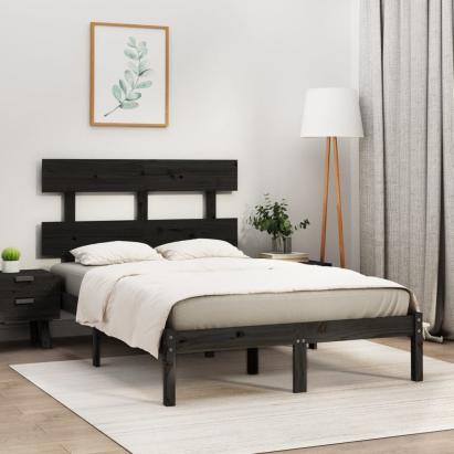 Cadru de pat, negru, 140x190 cm, lemn masiv GartenMobel Dekor