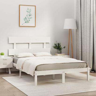 Cadru de pat, alb, 200x200 cm, lemn masiv GartenMobel Dekor
