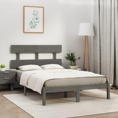 Cadru de pat, gri, 200x200 cm, lemn masiv GartenMobel Dekor