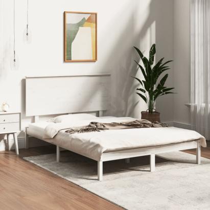 Cadru de pat, alb, 140x190 cm, lemn masiv de pin GartenMobel Dekor