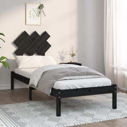 Cadru de pat mic single 2FT6, negru, 75x190 cm, lemn masiv GartenMobel Dekor
