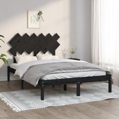 Cadru de pat dublu 4FT6, negru, 135x190 cm, lemn masiv GartenMobel Dekor