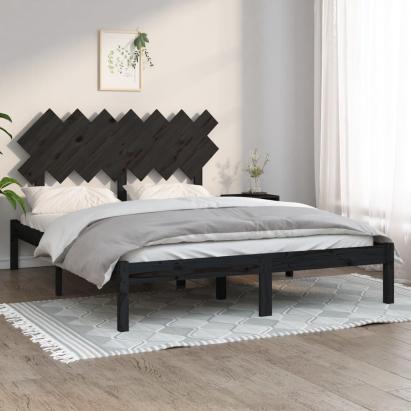 Cadru de pat, negru, 140x190 cm, lemn masiv GartenMobel Dekor
