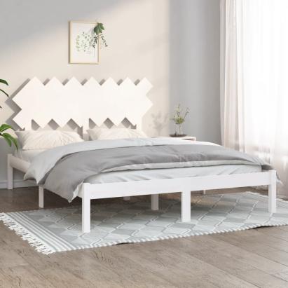 Cadru de pat King Size 5FT, alb, 150x200 cm, lemn masiv GartenMobel Dekor