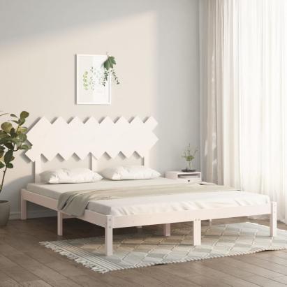 Cadru de pat, alb, 160x200 cm, lemn masiv GartenMobel Dekor