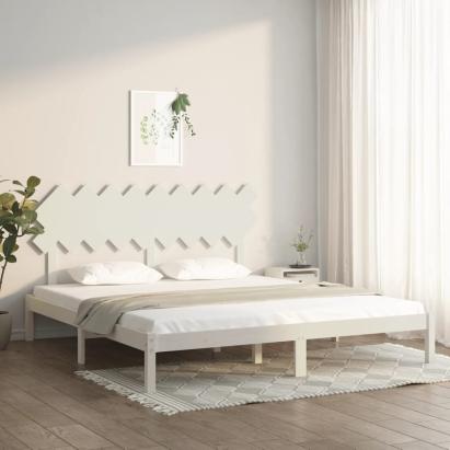 Cadru de pat Super King 6FT, alb, 180x200 cm, lemn masiv GartenMobel Dekor