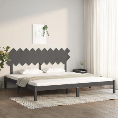 Cadru de pat, gri, 200x200 cm, lemn masiv GartenMobel Dekor