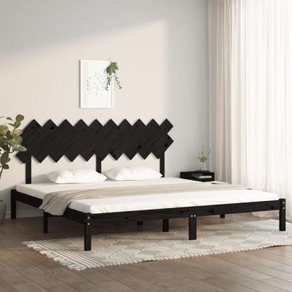 Cadru de pat, negru, 200x200 cm, lemn masiv GartenMobel Dekor