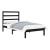 Cadru de pat mic single, negru, 75x190 cm, lemn masiv GartenMobel Dekor