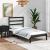 Cadru de pat mic single, negru, 75x190 cm, lemn masiv GartenMobel Dekor