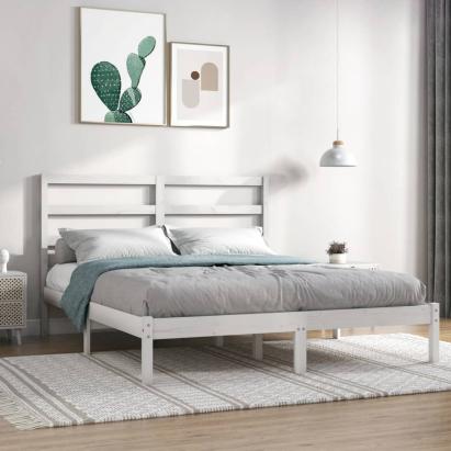 Cadru de pat, alb, 160x200 cm, lemn masiv de pin GartenMobel Dekor