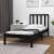 Cadru de pat mic single, negru, 75x190 cm, lemn masiv de pin GartenMobel Dekor
