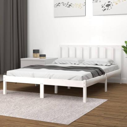 Cadru de pat, alb, 160x200 cm, lemn masiv de pin GartenMobel Dekor
