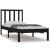 Cadru de pat mic single, negru, 75x190 cm, lemn masiv de pin GartenMobel Dekor