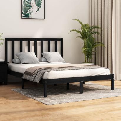 Cadru de pat, negru, 140x190 cm, lemn masiv de pin GartenMobel Dekor