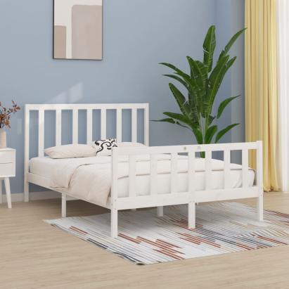 Cadru pat, alb, 140x190 cm, lemn masiv GartenMobel Dekor