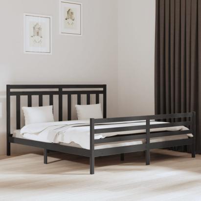 Cadru de pat, gri , 200x200 cm, lemn masiv GartenMobel Dekor