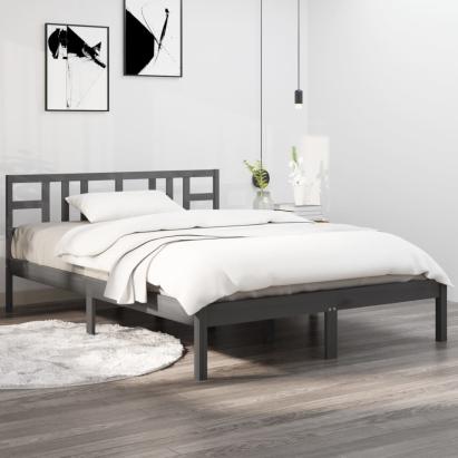 Cadru de pat, gri, 200x200 cm, lemn masiv GartenMobel Dekor