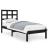 Cadru de pat mic single, negru, 75x190 cm, lemn masiv GartenMobel Dekor