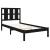 Cadru de pat mic single, negru, 75x190 cm, lemn masiv GartenMobel Dekor