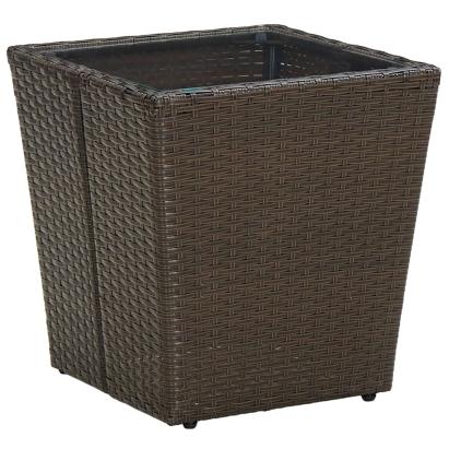 Masă de ceai, maro, 41,5x41,5x44 cm poliratan/sticlă securizată GartenMobel Dekor