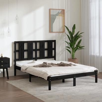 Cadru de pat, negru, 140x190 cm, lemn masiv de pin GartenMobel Dekor