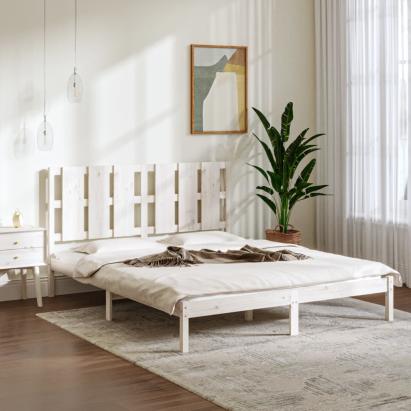 Cadru de pat, alb, 160x200 cm, lemn masiv de pin GartenMobel Dekor