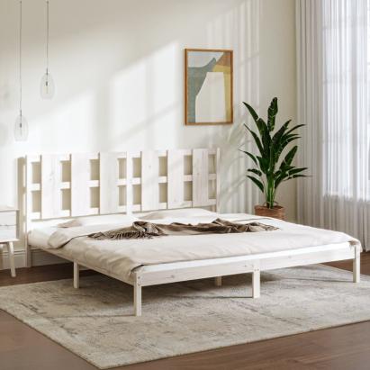 Cadru de pat, alb, 200x200 cm, lemn masiv de pin GartenMobel Dekor