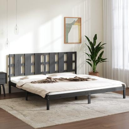 Cadru de pat, gri, 200x200 cm, lemn masiv de pin GartenMobel Dekor