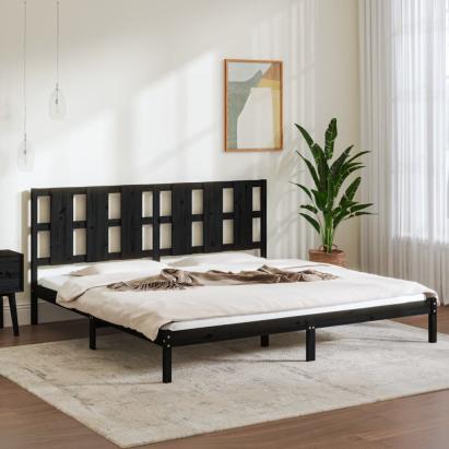 Cadru de pat, negru, 200x200 cm, lemn masiv de pin GartenMobel Dekor