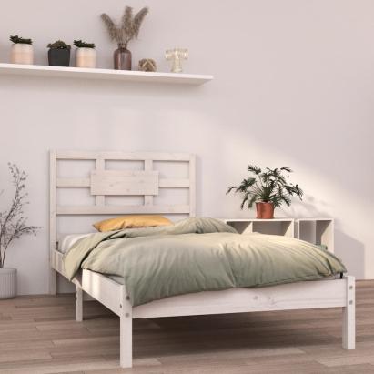 Cadru de pat single, alb, 90x190 cm, lemn masiv GartenMobel Dekor