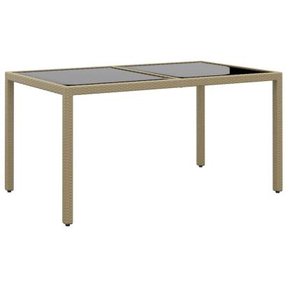 Masă de grădină, bej, 150x90x75 cm sticlă securizată/poliratan GartenMobel Dekor