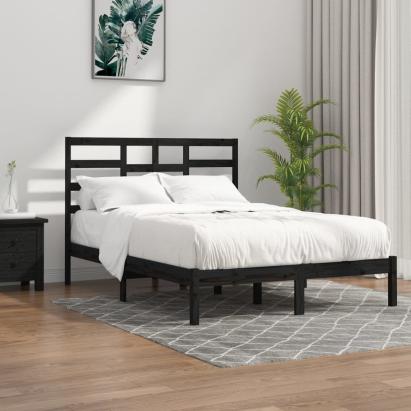 Cadru de pat, negru, 140x190 cm, lemn masiv GartenMobel Dekor