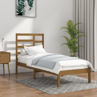Cadru de pat, maro miere, 100x200 cm, lemn masiv GartenMobel Dekor