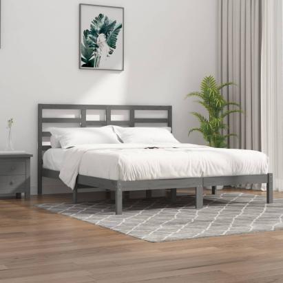 Cadru de pat, gri, 200x200 cm, lemn masiv GartenMobel Dekor