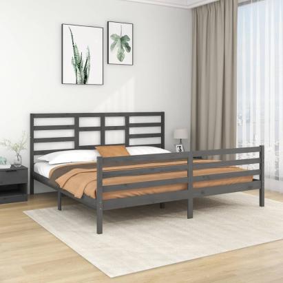 Cadru de pat, gri, 200x200 cm, lemn masiv GartenMobel Dekor