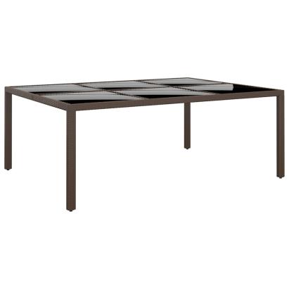 Masă de grădină cu blat din sticla, maro, 200x150x75 cm, ratan GartenMobel Dekor