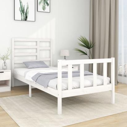 Cadru de pat single, alb, 90x190 cm, lemn masiv GartenMobel Dekor