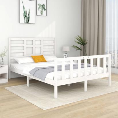 Cadru pat, alb, 140x190 cm, lemn masiv GartenMobel Dekor