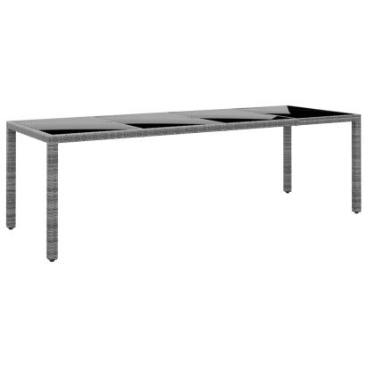 Masă de grădină gri 250x100x75 cm sticlă securizată/poliratan GartenMobel Dekor