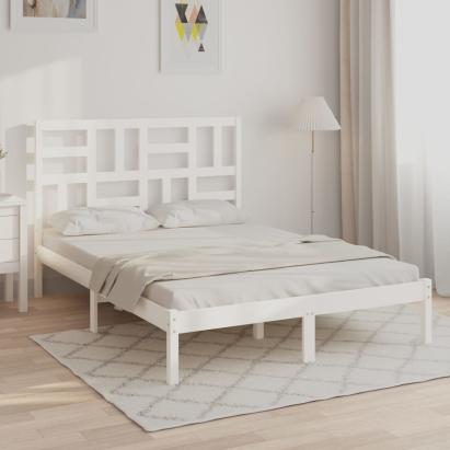 Cadru de pat King Size, alb, 150x200 cm, lemn masiv GartenMobel Dekor