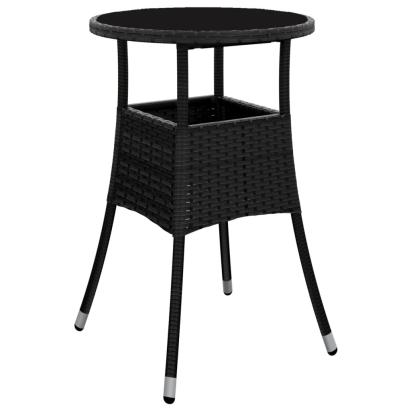 Masă de grădină, negru, Ø60x75 cm, sticlă securizată/poliratan GartenMobel Dekor