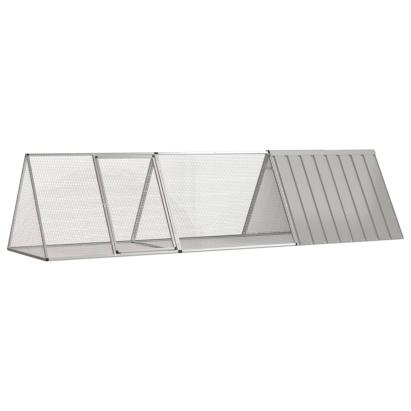Cușcă pentru iepuri, gri, 302,5x80,5x71 cm, oțel galvanizat GartenMobel Dekor
