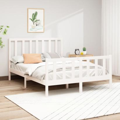 Cadru de pat, alb, 140x190 cm, lemn masiv de pin GartenMobel Dekor