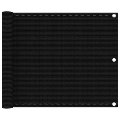 Paravan de balcon, negru, 75x500 cm, HDPE GartenMobel Dekor