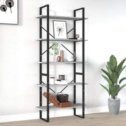 Bibliotecă 5 niveluri gri sonoma, 80x30x175 cm lemn prelucrat GartenMobel Dekor
